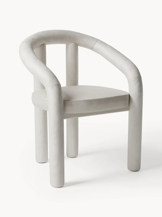 Krzesło z podłokietnikami z aksamitu Calan