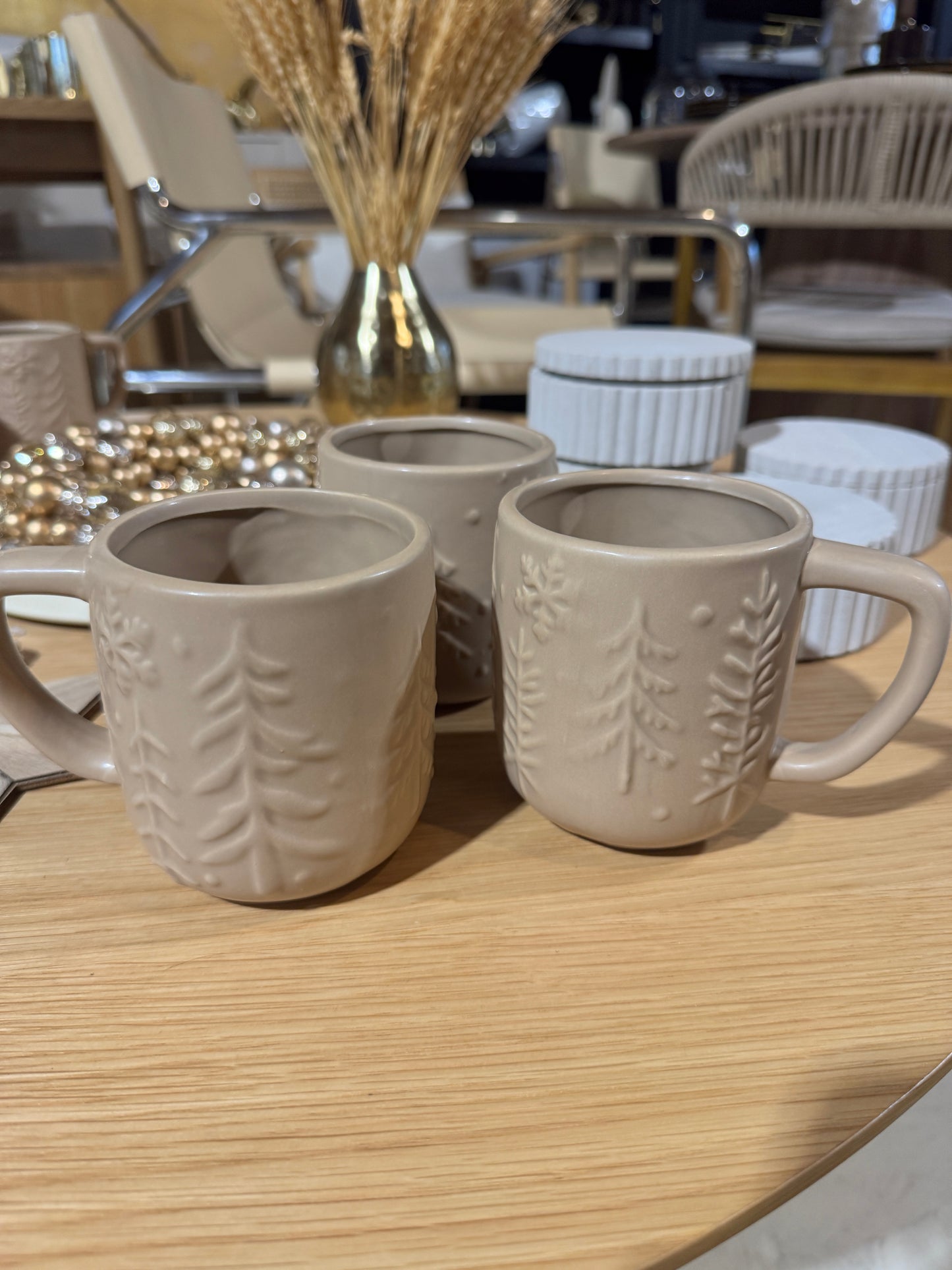 Kubek zimowy Choinka Beżowy