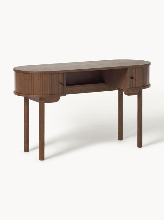 Biurko z drewna z ryflowanym frontem Calary