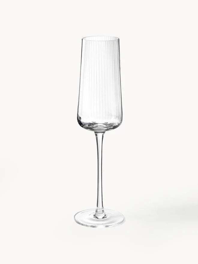 Ręcznie wykonany kieliszek do szampana z ryflowaną powierzchnią Cami, 4 szt.