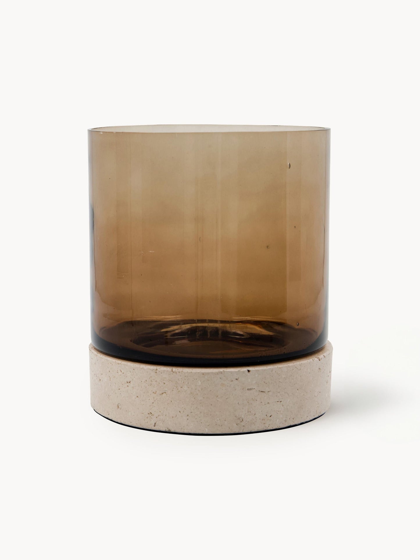 Świecznik ze szkła dmuchanego z trawertynową podstawą Rivo