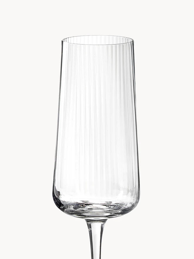 Ręcznie wykonany kieliszek do szampana z ryflowaną powierzchnią Cami, 4 szt.