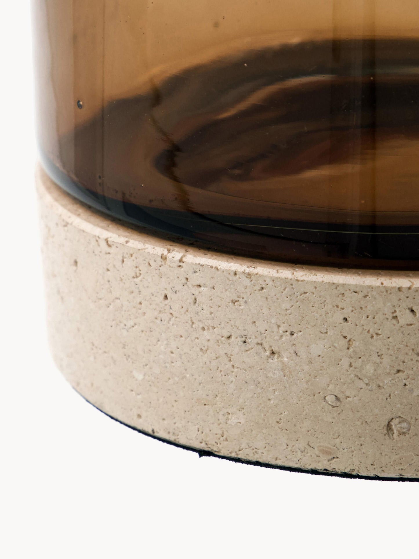 Świecznik ze szkła dmuchanego z trawertynową podstawą Rivo