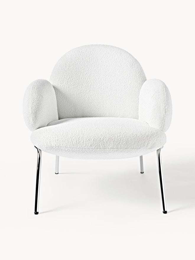 Fotel Bouclé z metalowymi nogami Luan