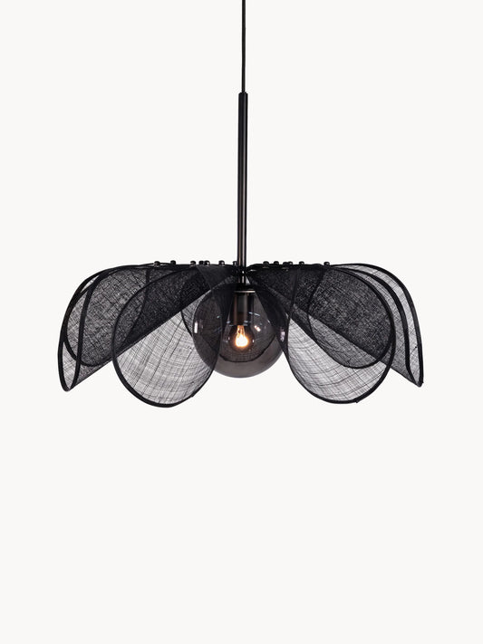 Duża lampa wisząca z włókien bananowych