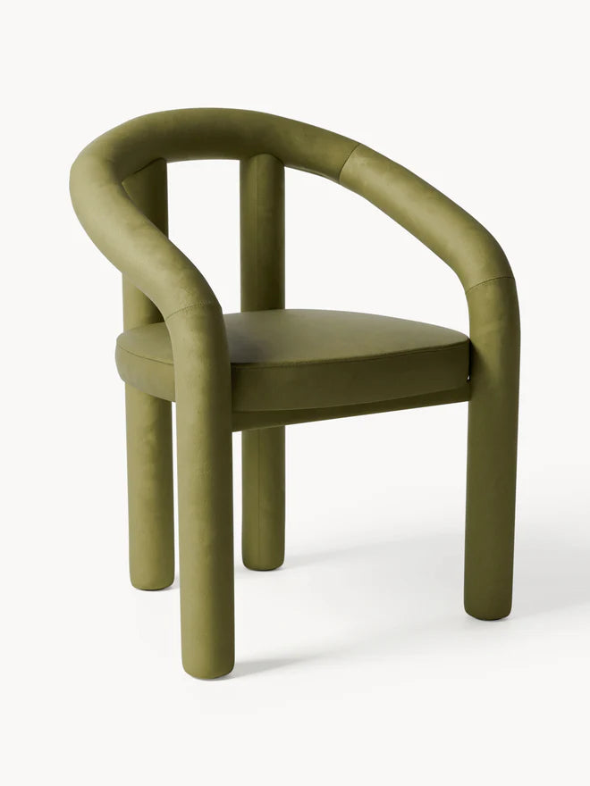 Krzesło z podłokietnikami z aksamitu Calan