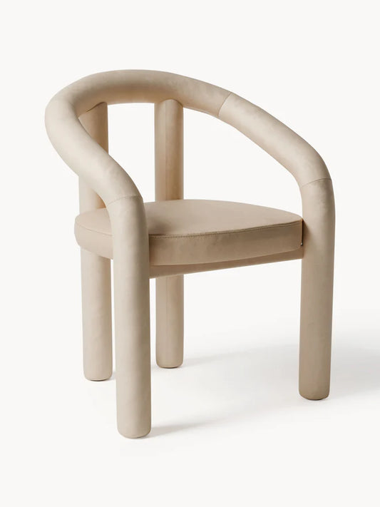 Krzesło z podłokietnikami z aksamitu Calan