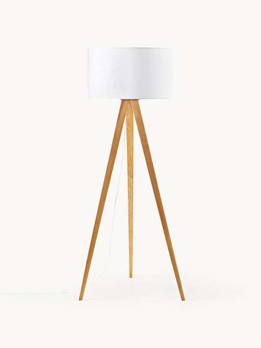 Lampa podłogowa trójnóg z litego drewna w stylu scandi Jake
