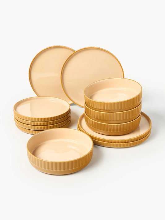 Komplet naczyń z kamionki Napari, dla 4 osób, (12 elem.)