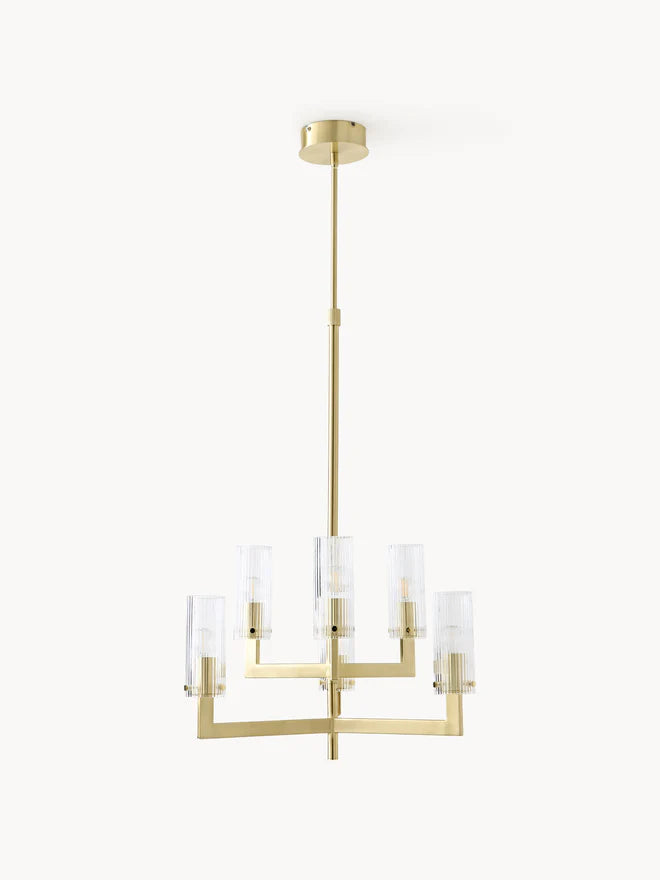 Żyrandol ze szkła z ryflowaną powierzchnią Emmi