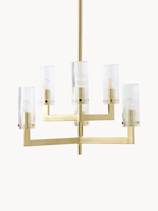 Żyrandol ze szkła z ryflowaną powierzchnią Emmi