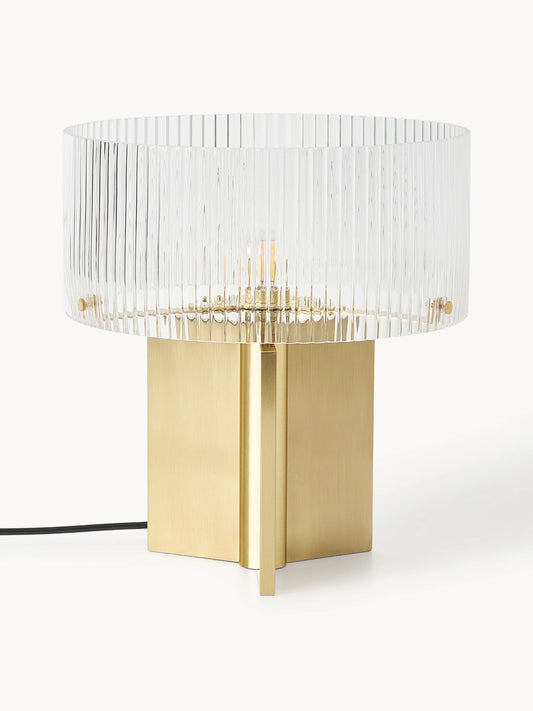 Lampa stołowa ze szkła z ryflowanym wzorem Emmi