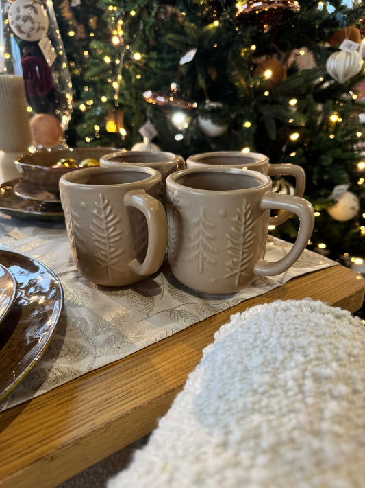 Kubek zimowy Choinka Beżowy