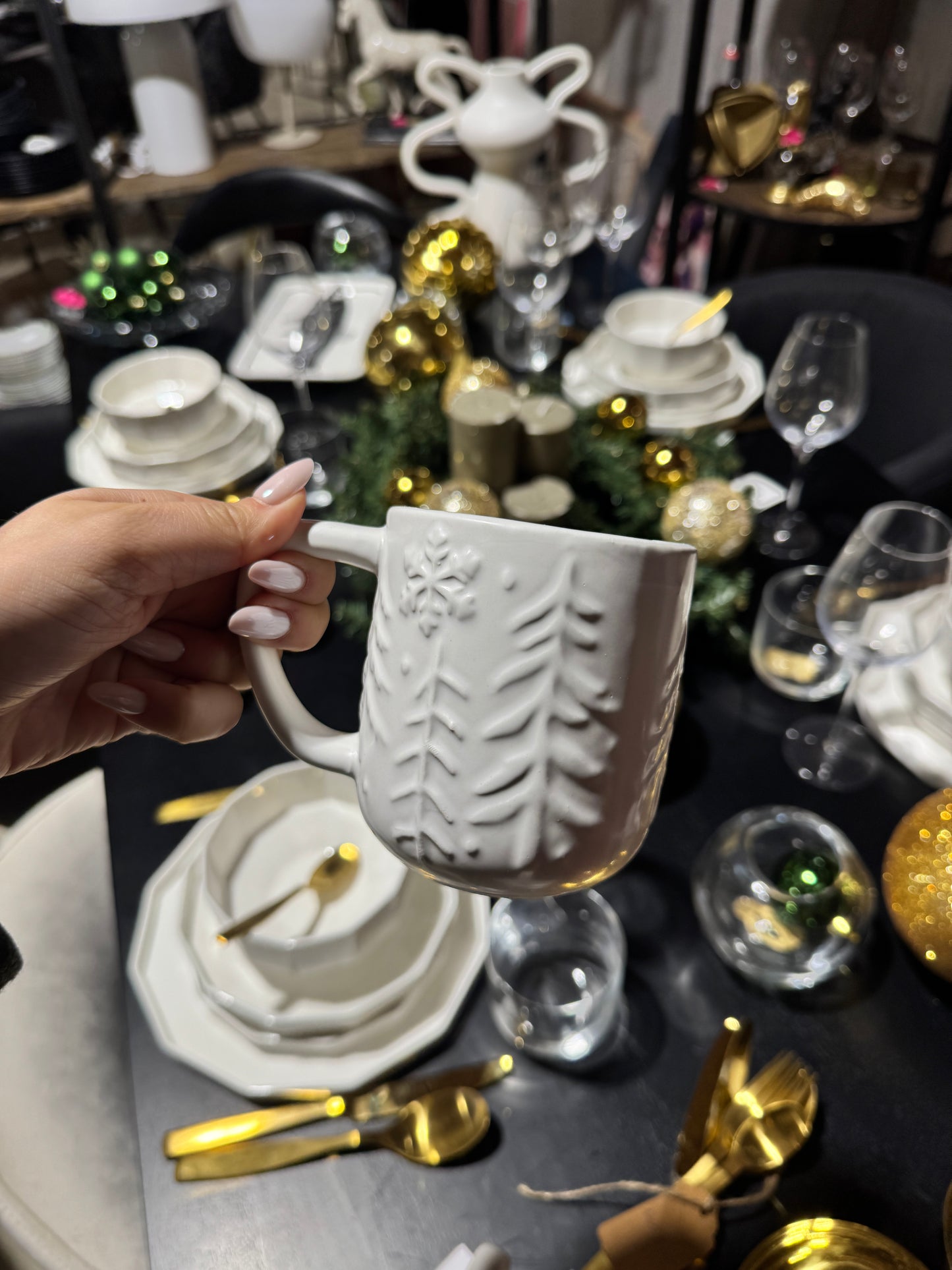 Kubek Zimowy Choinka Biały