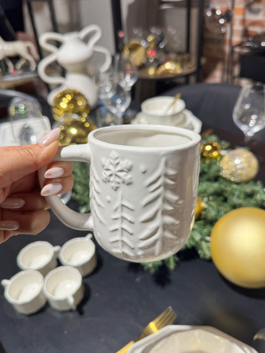 Kubek Zimowy Choinka Biały